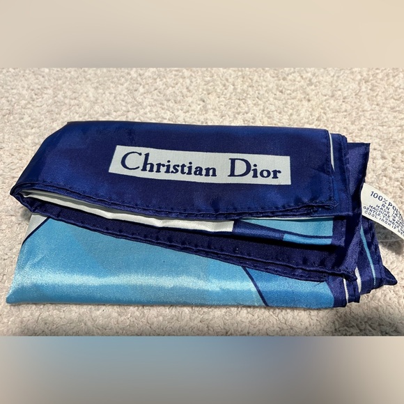 Christian Dior blue scarf. Made in Japan. Designer. - Picture 1 of 10